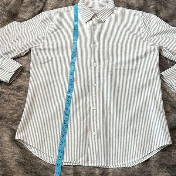 Everlane Uniform Gray White Striped Button Down Slim Fit Oxford Shirt Medium - Picture 4 of 9